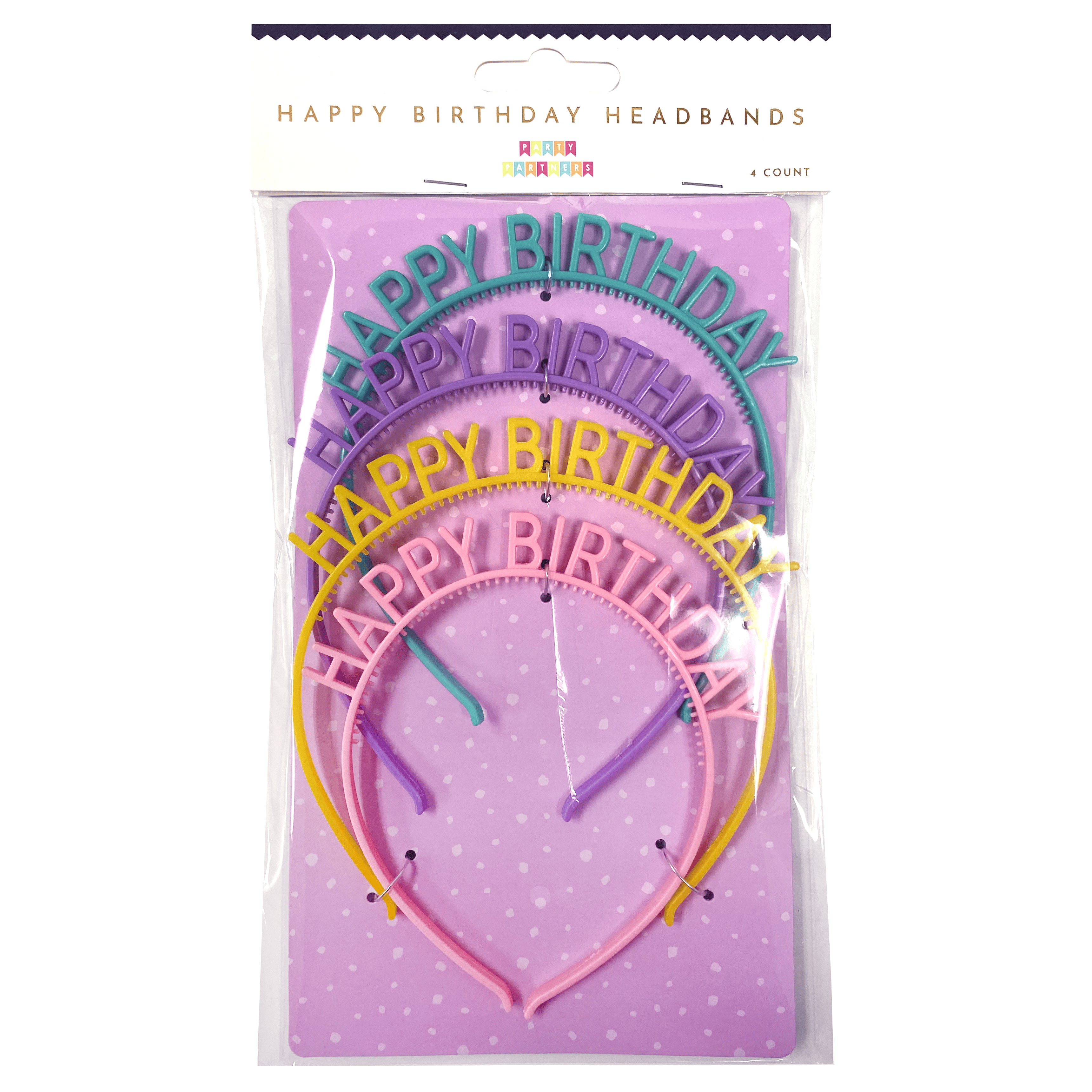 Plastic Party Hats by Party Partners featuring colorful HB headbands, perfect for festive celebrations and parties.